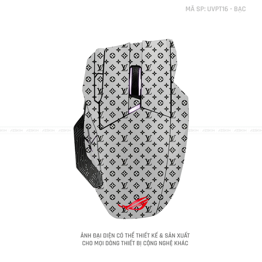 Skin Dán Chuột Asus Vân Nổi Hình Vân LV Bạc | UVPT16