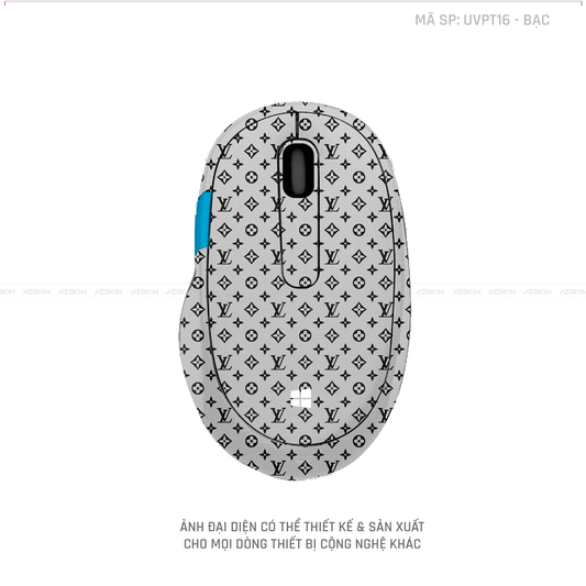 Skin Dán Chuột Microsoft Vân Nổi Hình Vân LV Bạc | UVPT16