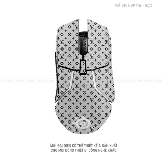 Skin Dán Chuột Steelseries Vân Nổi Vân LV Bạc | UVPT16