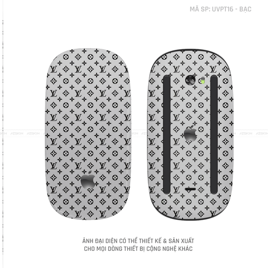Skin Dán Chuột Apple Magic Mouse Vân Nổi Hình Vân LV Màu Bạc | UVPT16