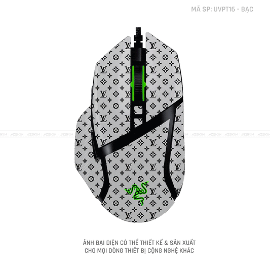 Skin Dán Chuột Razer Vân Nổi Hình Vân LV Bạc | UVPT16