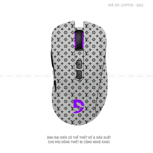 Skin Dán Chuột Fuhlen Vân Nổi Hình Vân LV Màu Bạc | UVPT16