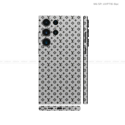 Dán Skin Samsung Galaxy S24 Series Vân Nổi LV Bạc | UVPT16