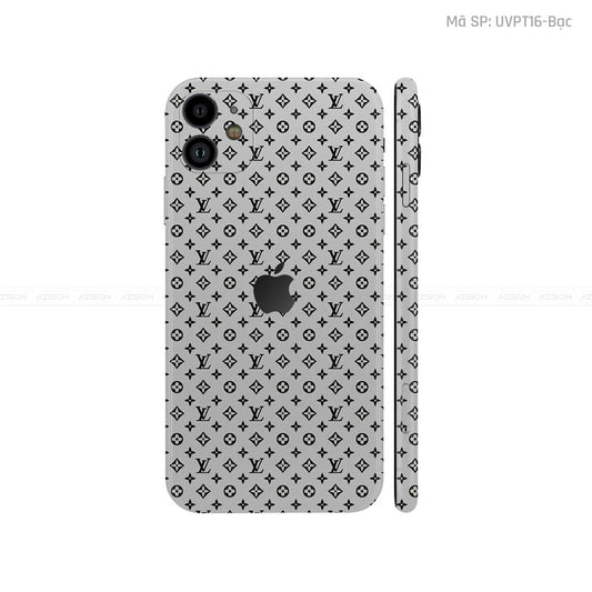 Dán Skin IPhone 11 Series Vân Pattern LV Bạc | UVPT16