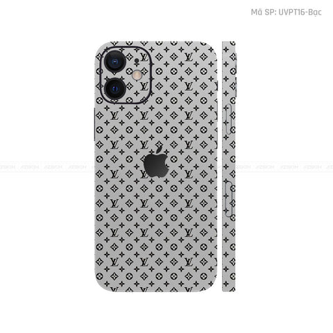 Dán Skin IPhone 12 Series Vân Pattern LV Bạc | UVPT16