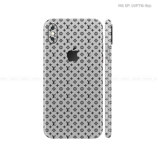 Dán Skin 3M IPhone X Series Vân Pattern LV Bạc | UVPT16