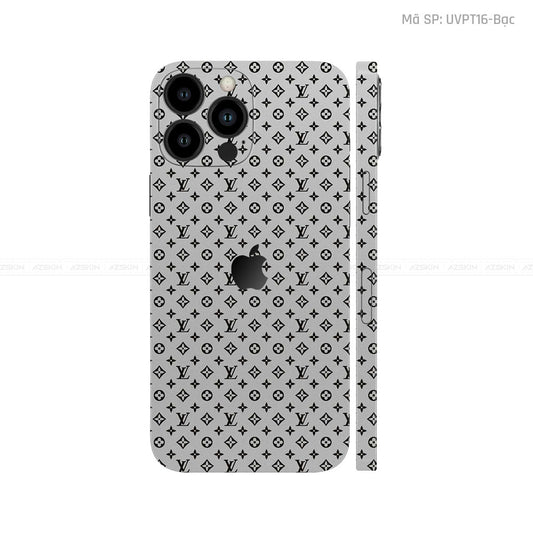 Dán Skin IPhone 14 Series Vân LV Bạc | UVPT16