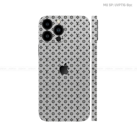 Dán Skin IPhone 14 Series Vân LV Bạc | UVPT16