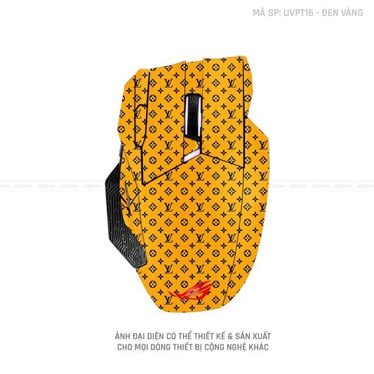 Skin Dán Chuột Asus Vân Nổi Hình Vân LV Đen Vàng | UVPT16