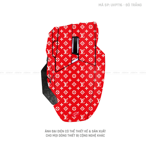 Skin Dán Chuột Asus Vân Nổi Hình Vân LV Đỏ Trắng | UVPT16