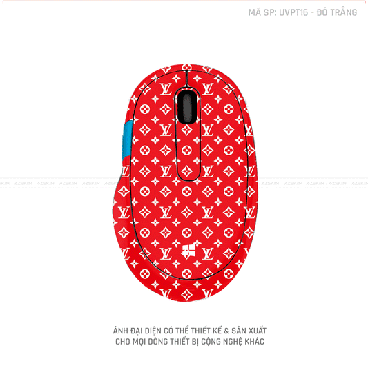 Skin Dán Chuột Microsoft Vân Nổi Hình Vân LVĐỏ Trắng | UVPT16