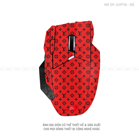 Skin Dán Chuột Asus Vân Nổi Hình Vân LV Đỏ Đen | UVPT16