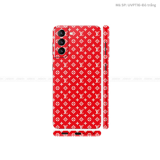 Dán Skin Galaxy S21 Series Vân Pattern LV Đỏ Trắng | UVPT16
