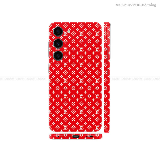 Dán Skin Samsung Galaxy S24 Series Vân Nổi LV Đỏ Trắng | UVPT16