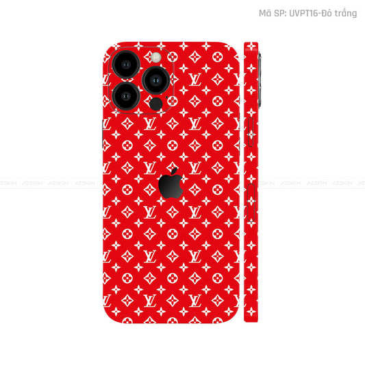Dán Skin IPhone 12 Series Vân Pattern LV Đỏ Trắng | UVPT16