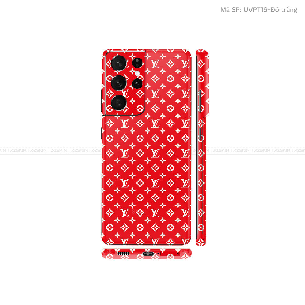Dán Skin Galaxy S21 Series Vân Pattern LV Đỏ Trắng | UVPT16