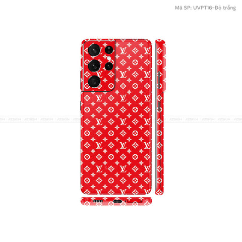 Dán Skin Galaxy S21 Series Vân Pattern LV Đỏ Trắng | UVPT16