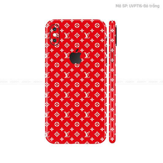 Dán Skin 3M IPhone X Series Vân Pattern LV Đỏ Trắng | UVPT16
