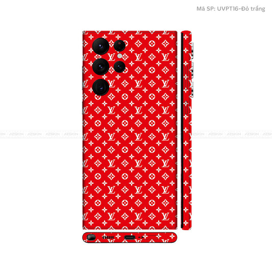Dán Skin Galaxy S22 Series Vân Pattern LV Đỏ Trắng | UVPT16