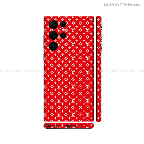Dán Skin Galaxy S22 Series Vân Pattern LV Đỏ Trắng | UVPT16