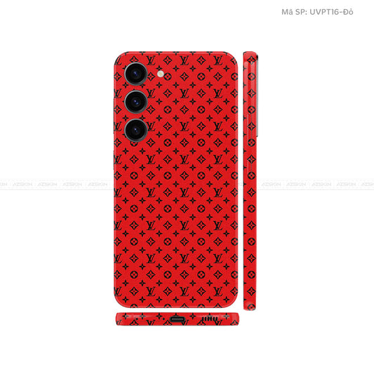 Dán Skin Galaxy S23 Series Vân Nổi LV Đỏ Đen | UVPT16