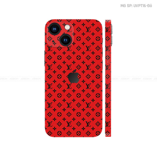 Dán Skin IPhone 14 Series Vân LV Đỏ Đen | UVPT16