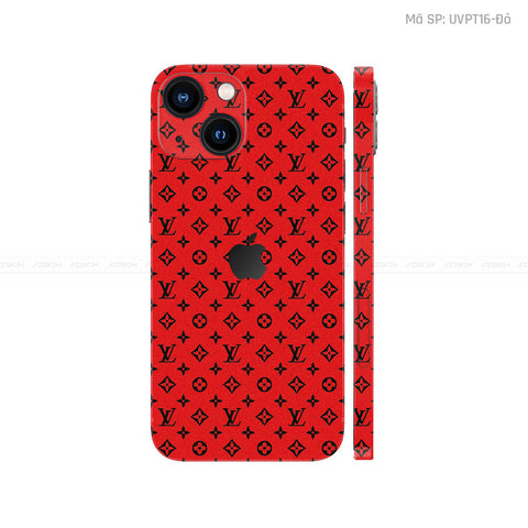 Dán Skin IPhone 16 Series Vân Pattern LV Đỏ Đen | UVPT16