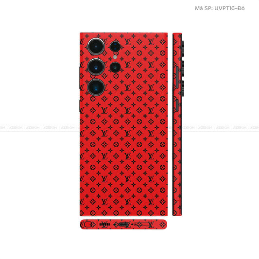 Dán Skin Galaxy S23 Series Vân Nổi LV Đỏ Đen | UVPT16