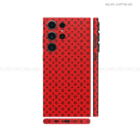 Dán Skin Galaxy S23 Series Vân Nổi LV Đỏ Đen | UVPT16