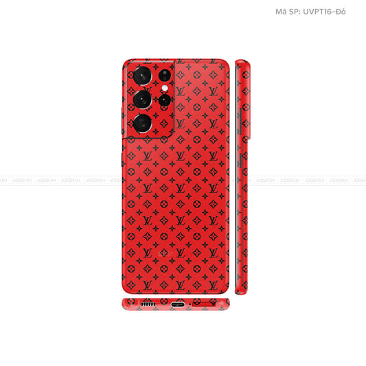 Dán Skin Galaxy S21 Series Vân Pattern LV Đỏ Đen | UVPT16