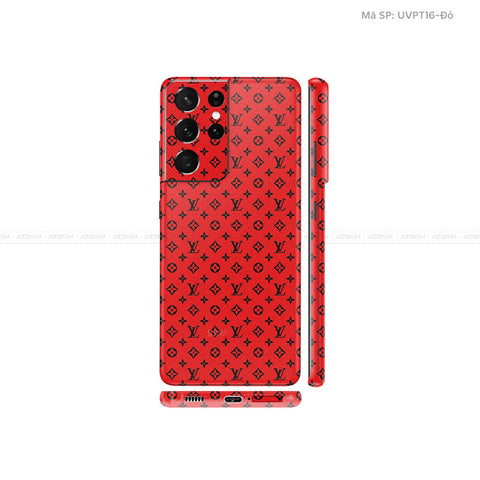 Dán Skin Galaxy S21 Series Vân Pattern LV Đỏ Đen | UVPT16