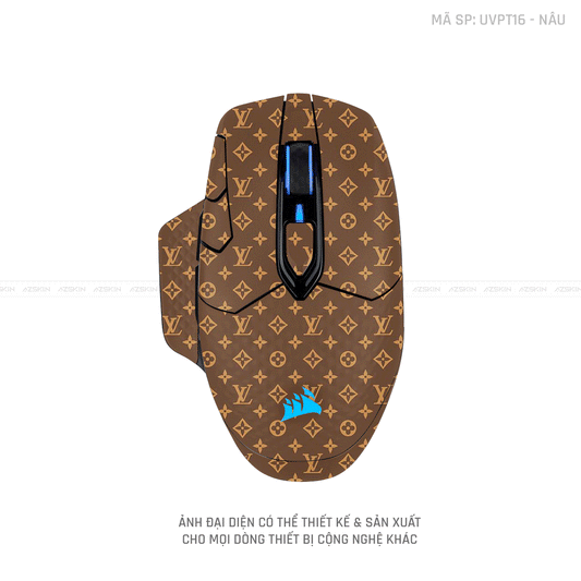 Skin Dán Chuột Corsair Vân Nổi Vân LV Nâu | UVPT16
