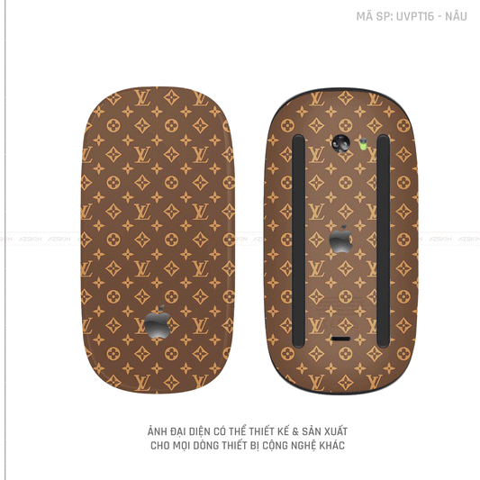 Skin Dán Chuột Apple Magic Mouse Vân Nổi Hình Vân LV Màu Nâu | UVPT16