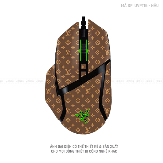 Skin Dán Chuột Razer Vân Nổi Hình Vân LV Nâu | UVPT16
