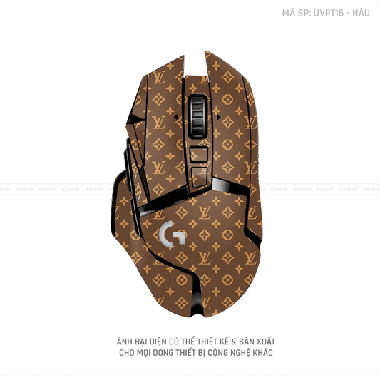 Skin Dán Chuột Logitech Vân Nổi Vân LV Nâu | UVPT16
