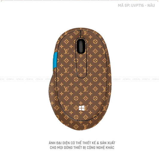Skin Dán Chuột Microsoft Vân Nổi Hình Vân LV Nâu | UVPT16