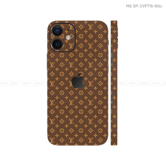 Dán Skin IPhone 12 Series Vân Pattern LV Nâu | UVPT16
