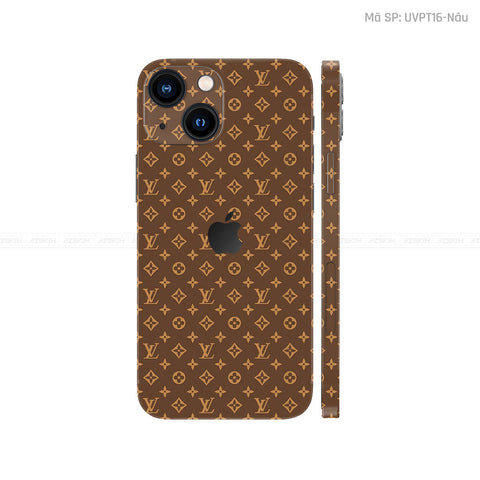 Dán Skin IPhone 16 Series Vân Pattern LV Nâu | UVPT16