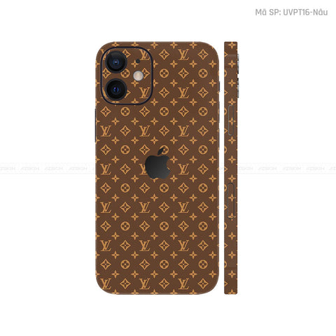 Dán Skin IPhone 12 Series Vân Pattern LV Nâu | UVPT16