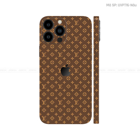 Dán Skin IPhone 16 Series Vân Pattern LV Nâu | UVPT16