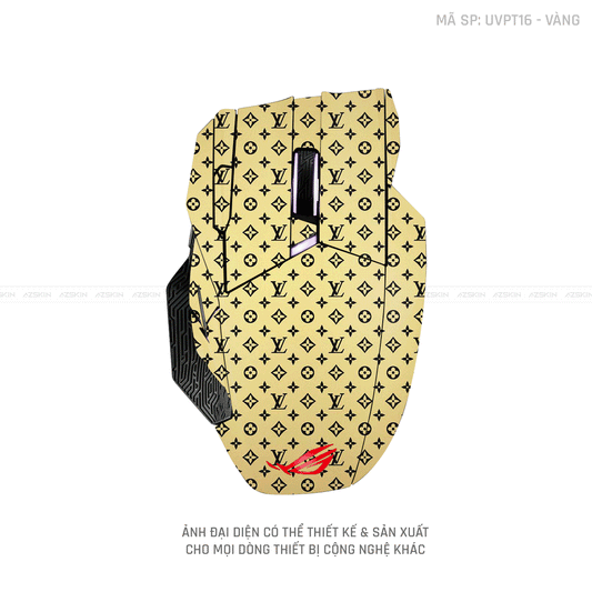 Skin Dán Chuột Asus Vân Nổi Hình Vân LV Vàng | UVPT16