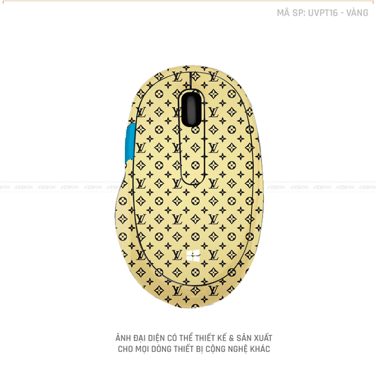 Skin Dán Chuột Microsoft Vân Nổi Hình Vân LV Vàng | UVPT16