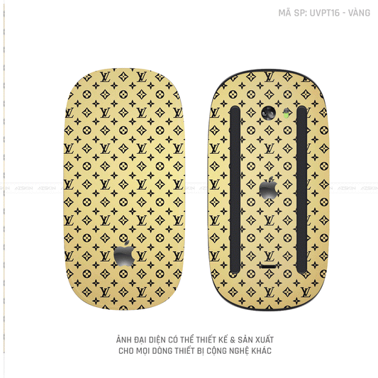 Skin Dán Chuột Apple Magic Mouse Vân Nổi Hình Vân LV Màu Vàng | UVPT16