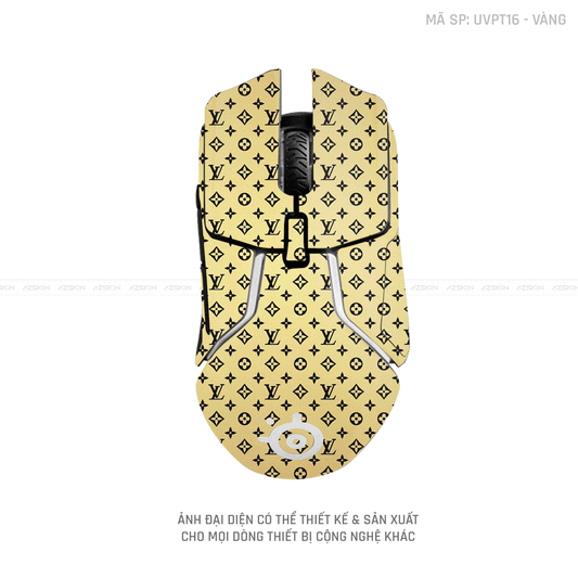 Skin Dán Chuột Steelseries Vân Nổi Vân LV Vàng | UVPT16