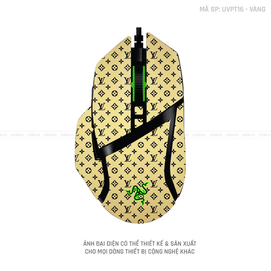 Skin Dán Chuột Razer Vân Nổi Hình Vân LV Vàng | UVPT16