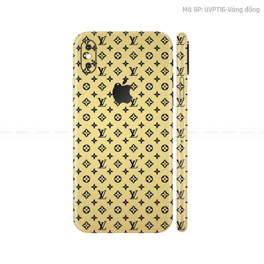 Dán Skin 3M IPhone X Series Vân Pattern LV Vàng Đồng | UVPT16