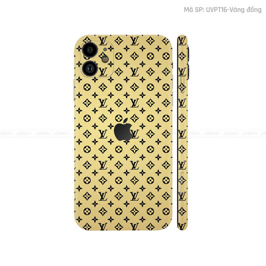 Dán Skin IPhone 11 Series Vân Pattern LV Vàng Gold | UVPT16