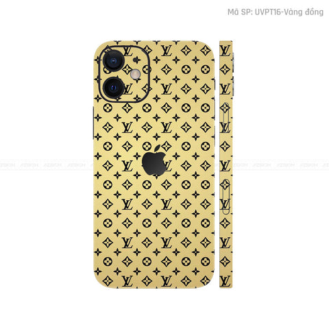 Dán Skin IPhone 12 Series Vân Pattern LV Vàng Đồng | UVPT16
