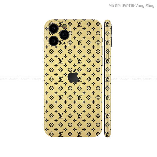Dán Skin IPhone 11 Series Vân Pattern LV Vàng Gold | UVPT16