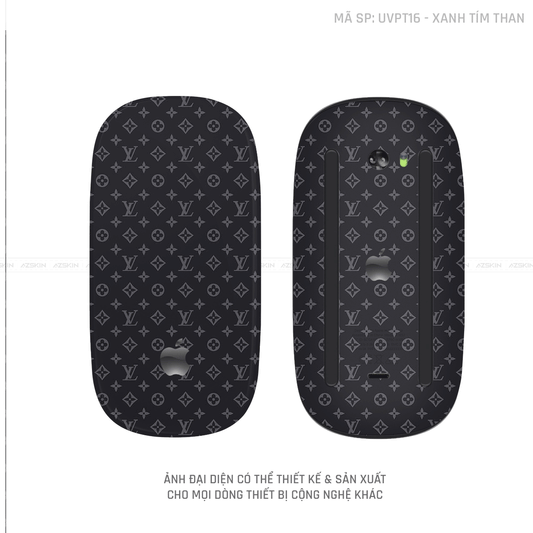 Skin Dán Chuột Apple Magic Mouse Vân Nổi Hình Vân LV Màu Xanh Tím Than | UVPT16